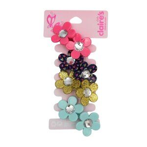 Claires Colorful Flower Hair Elastics Set of 4 Rhinestone Accents